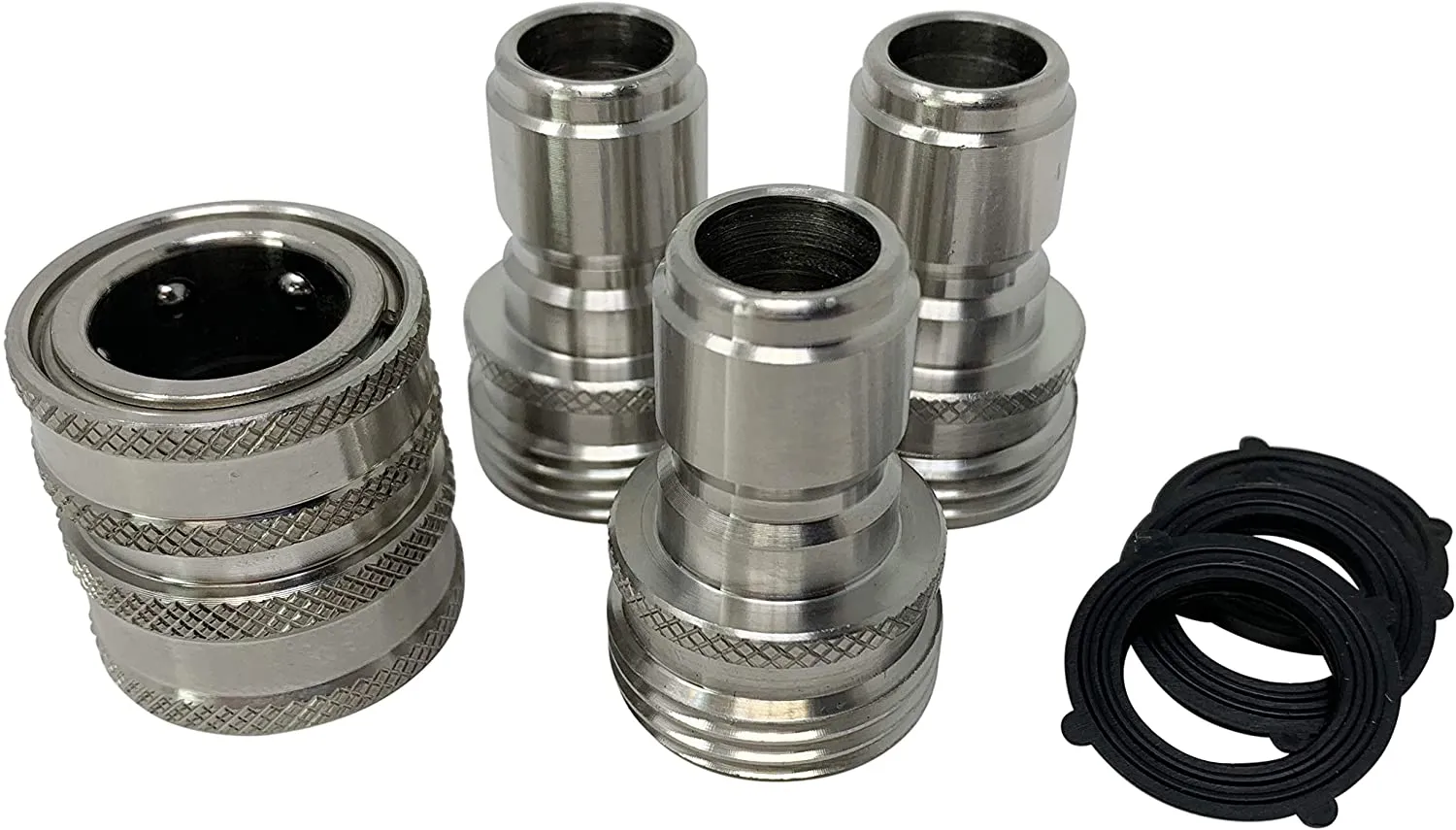 Garden Hose Quick Connect Set | Solid Stainless Steel 3/4" Quick Connect Garden Hose Fittings | 1x3