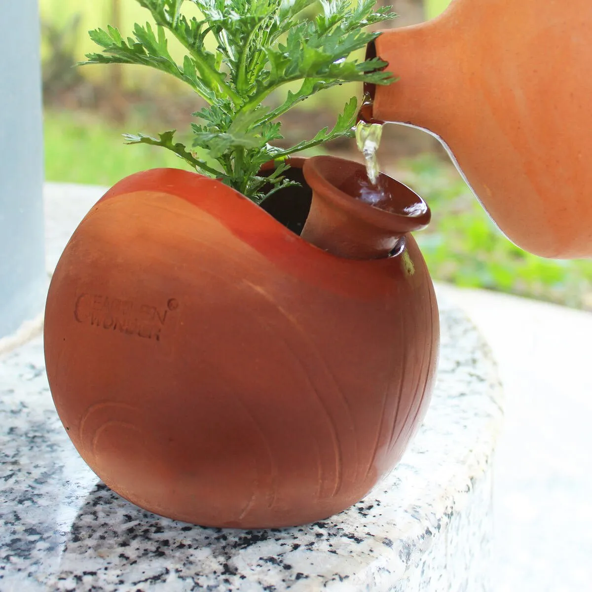 GLO (L) Terracotta Planter with Deep Root Watering System- Set of 2