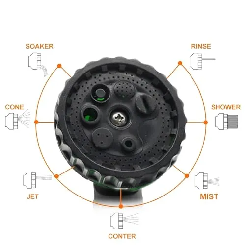 GLUN® Garden Hose Spray 7 Different Pattern Spray Nozzle for Garden, Car Washer, Pressure Water Saving Filter Pack of 1