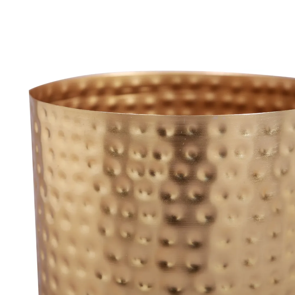 Gold Finish Table Pot | Hammered Pattern | Planters for Indoor Plants | 10 Inches