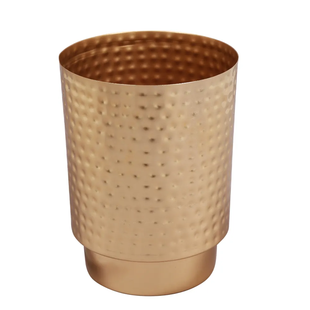 Gold Finish Table Pot | Hammered Pattern | Planters for Indoor Plants | 10 Inches