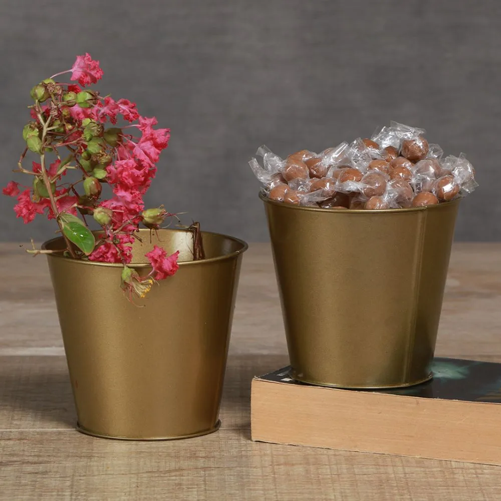 Golden Table Planter For Indoor Plants | Hand-Crafted | Metal | Small | 3.5 inch