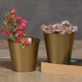 Golden Table Planter For Indoor Plants | Hand-Crafted | Metal | Small | 3.5 inch