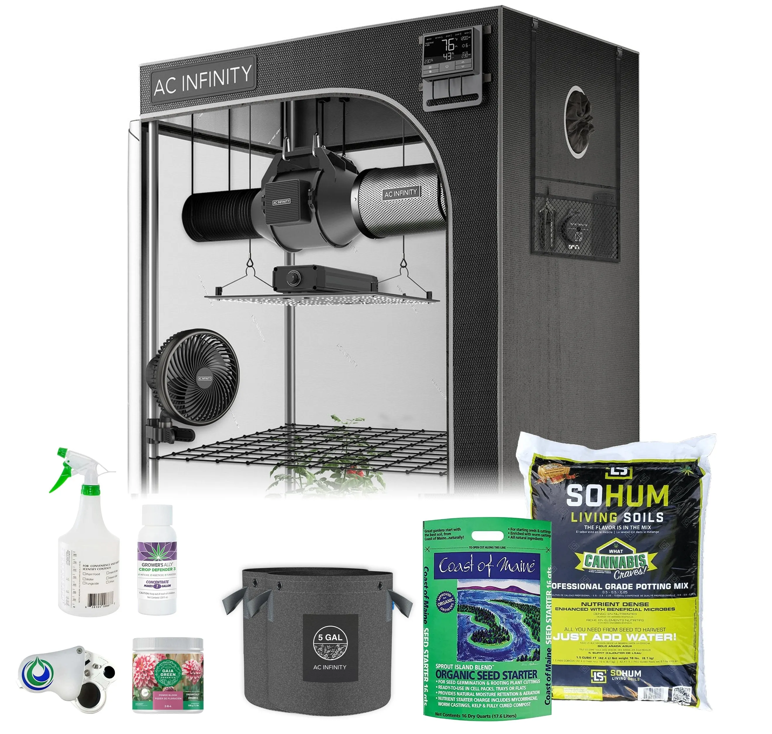 Happy Hydro Automated Grow Tent Kit 1-Plant 2’ x 2’ x 6’