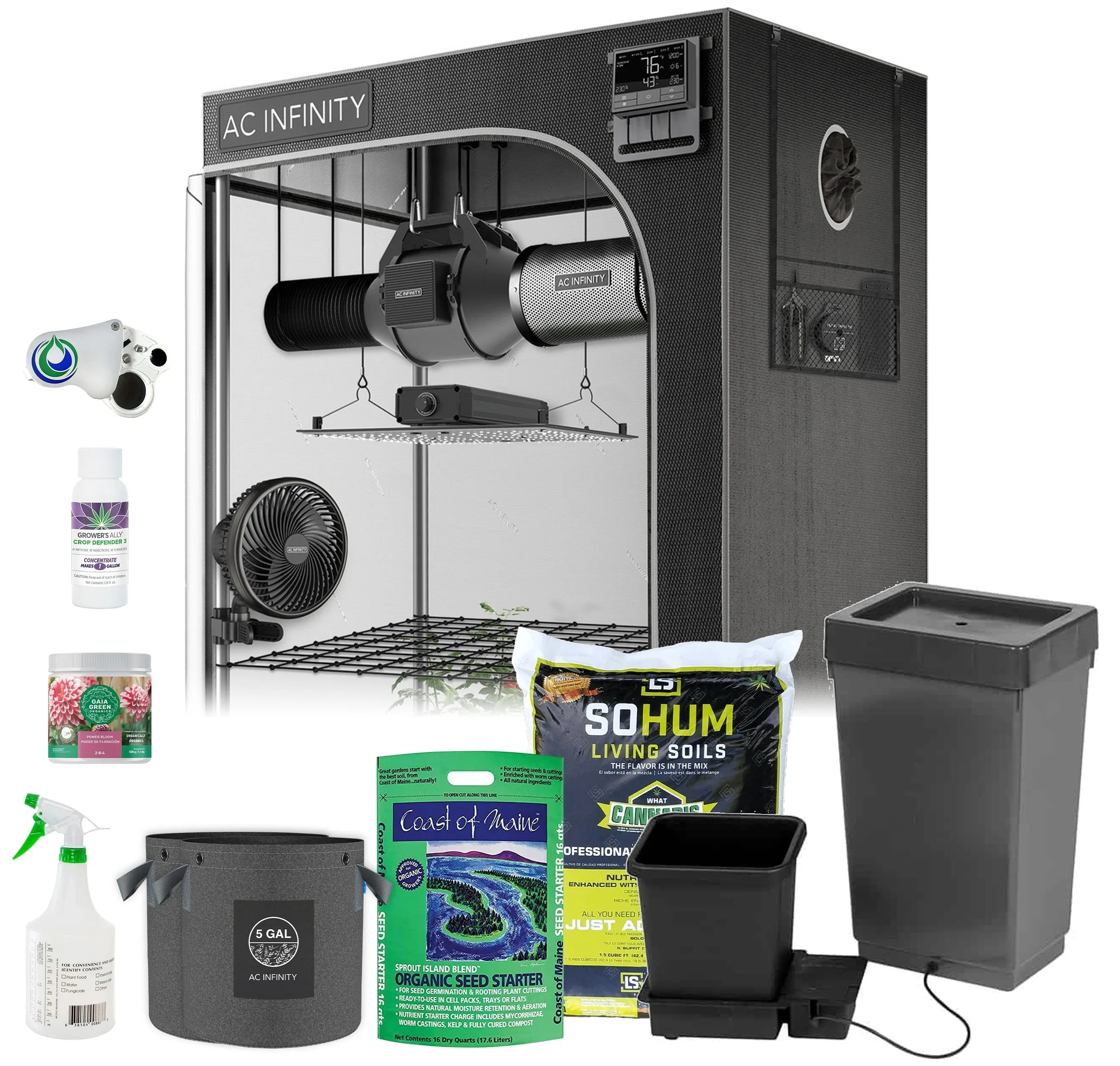 Happy Hydro Automated Grow Tent Kit 1-Plant 2’ x 2’ x 6’