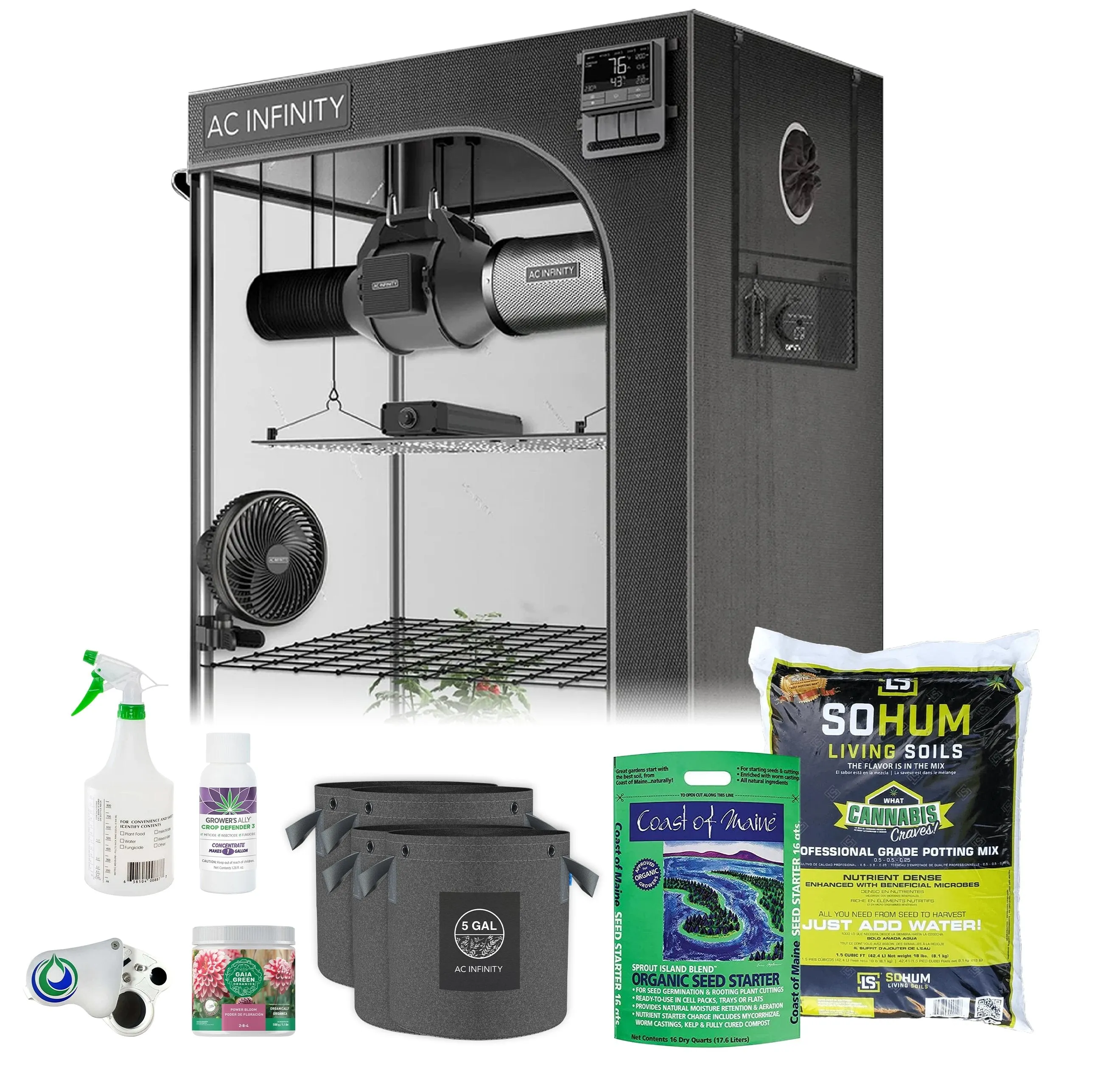 Happy Hydro Automated Grow Tent Kit 2-Plant 2’ x 4’ x 6’