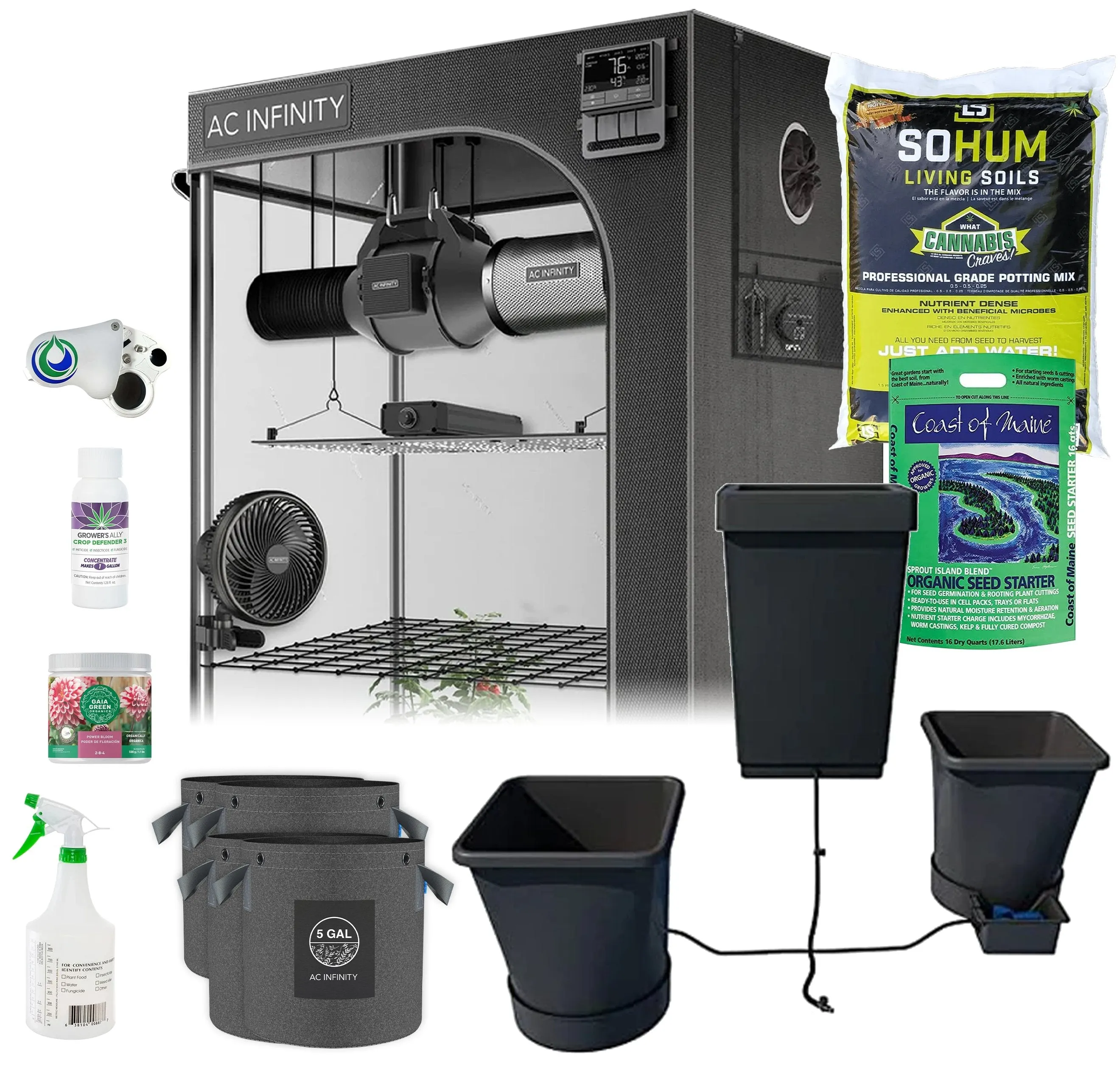 Happy Hydro Automated Grow Tent Kit 2-Plant 2’ x 4’ x 6’
