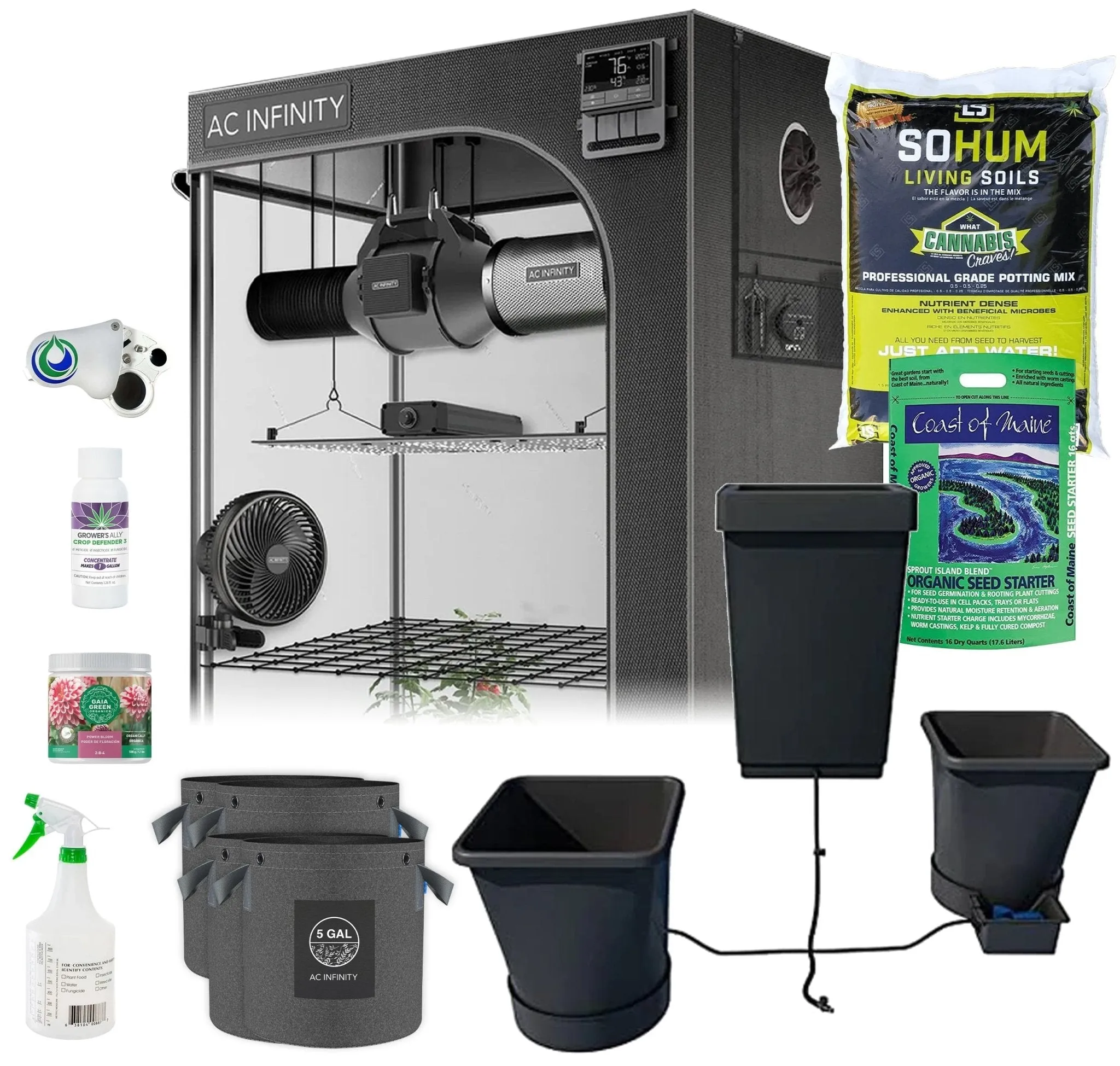 Happy Hydro Grow Tent Kit with AutoPots, 2-Plant, 2’ x 4’ x 6’