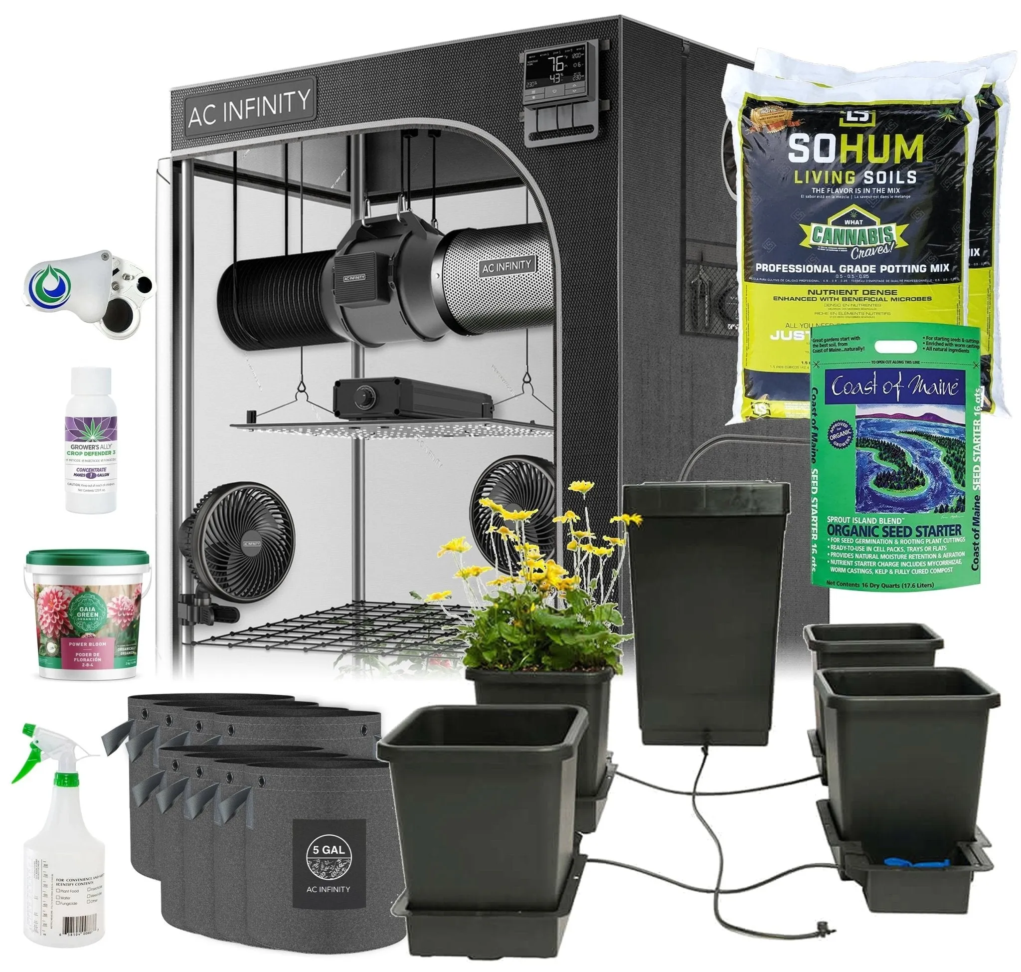 Happy Hydro Grow Tent Kit with AutoPots, 4-Plant, 4’ x 4’ x 6’8"