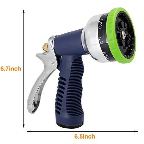 Heavy Duty Garden Pattern Nozzle, Fits All Standard Garden Hoses, 9 Adjustable Patterns Water Jet Pistol Grip Trigger - for Car Wash, Patio Cleaning, Watering Lawn/Garden, Shower Pets