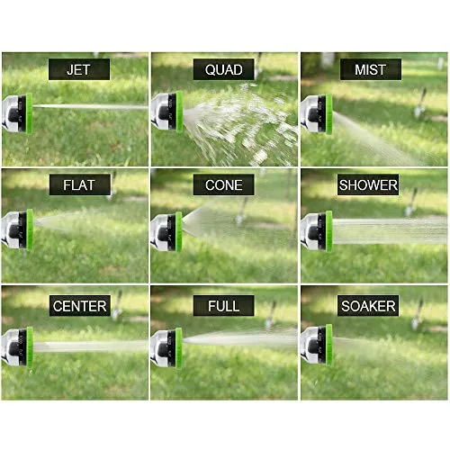 Heavy Duty Garden Pattern Nozzle, Fits All Standard Garden Hoses, 9 Adjustable Patterns Water Jet Pistol Grip Trigger - for Car Wash, Patio Cleaning, Watering Lawn/Garden, Shower Pets