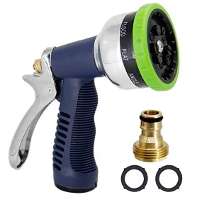 Heavy Duty Garden Pattern Nozzle, Fits All Standard Garden Hoses, 9 Adjustable Patterns Water Jet Pistol Grip Trigger - for Car Wash, Patio Cleaning, Watering Lawn/Garden, Shower Pets