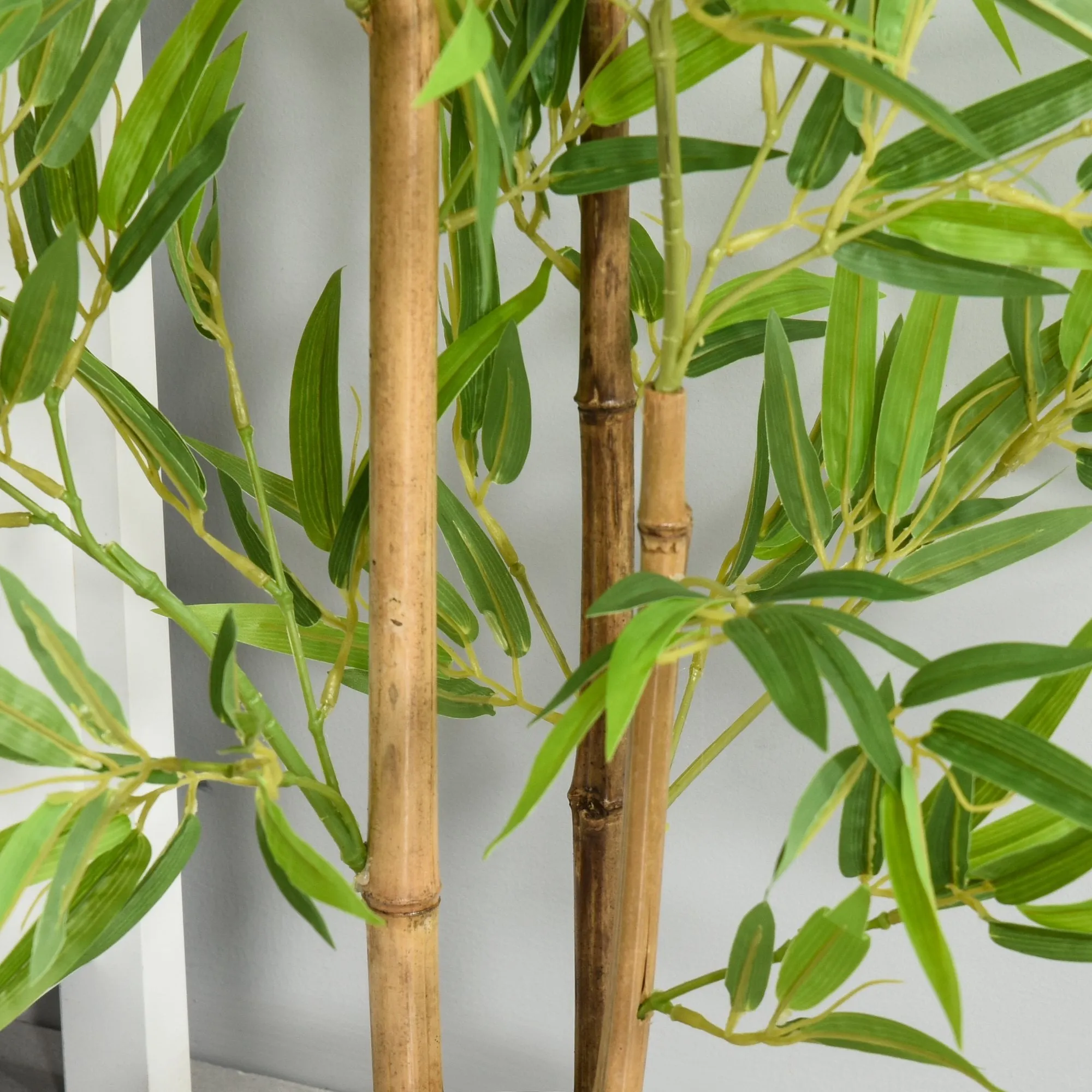 HOMCOM Set of 2 Artificial Bamboo Trees Decorative Plant with Nursery Pot
