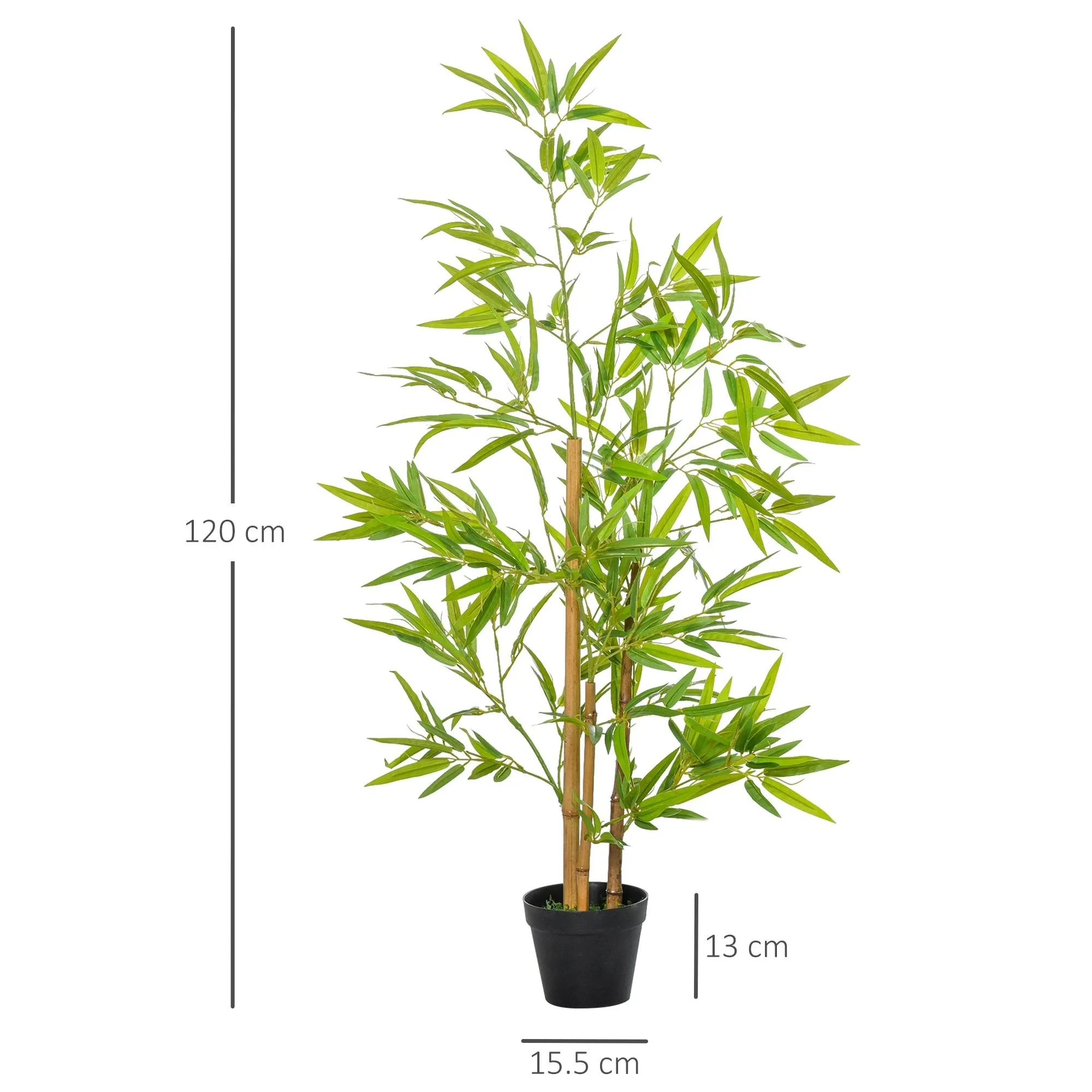 HOMCOM Set of 2 Artificial Bamboo Trees Decorative Plant with Nursery Pot