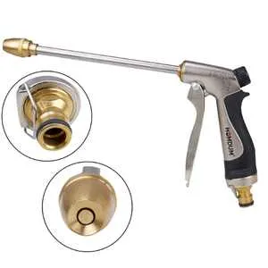 Homdum Garden Hose & High-Pressure Nozzles Spray Gun with Full Brass Sprinkler 4 Patterns Water Spray with foam attachment for Car Washing, Plants Watering and Cleaning.