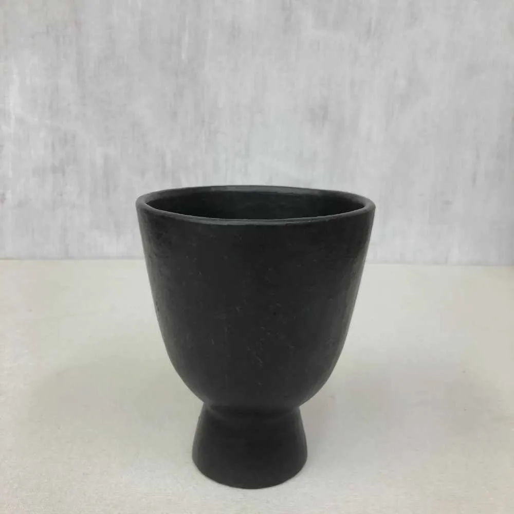 Indoor Planter | Longpi Black Stone Pottery | Minimalist Home Decor | 18"