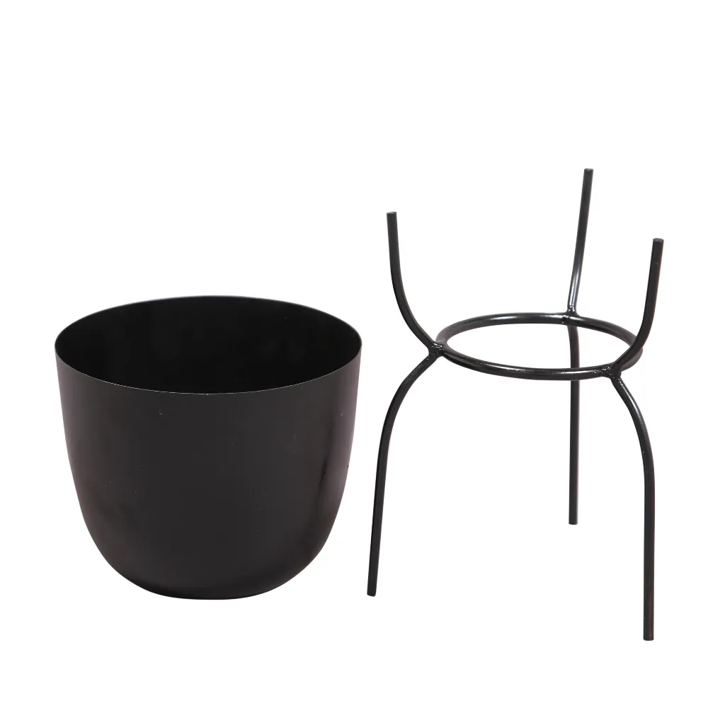 Indoor Planter With Detachable Stand | Black Iron | Living Room decor | 12"
