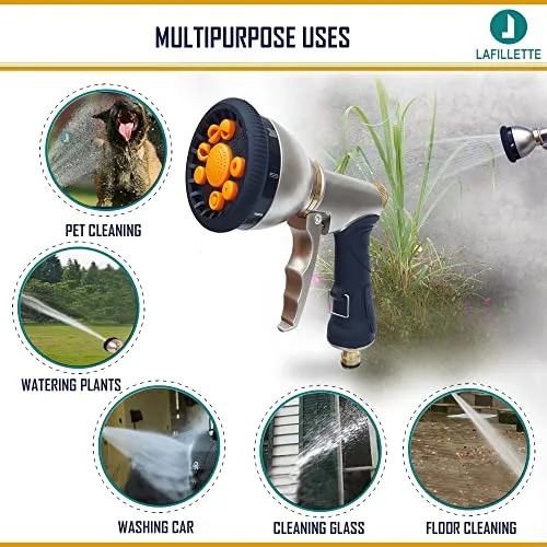 LAFILLETTE 9 in 1 Patterns Water Spray Gun Sprayers Garden Head Sprayer Garden Watering spray gun