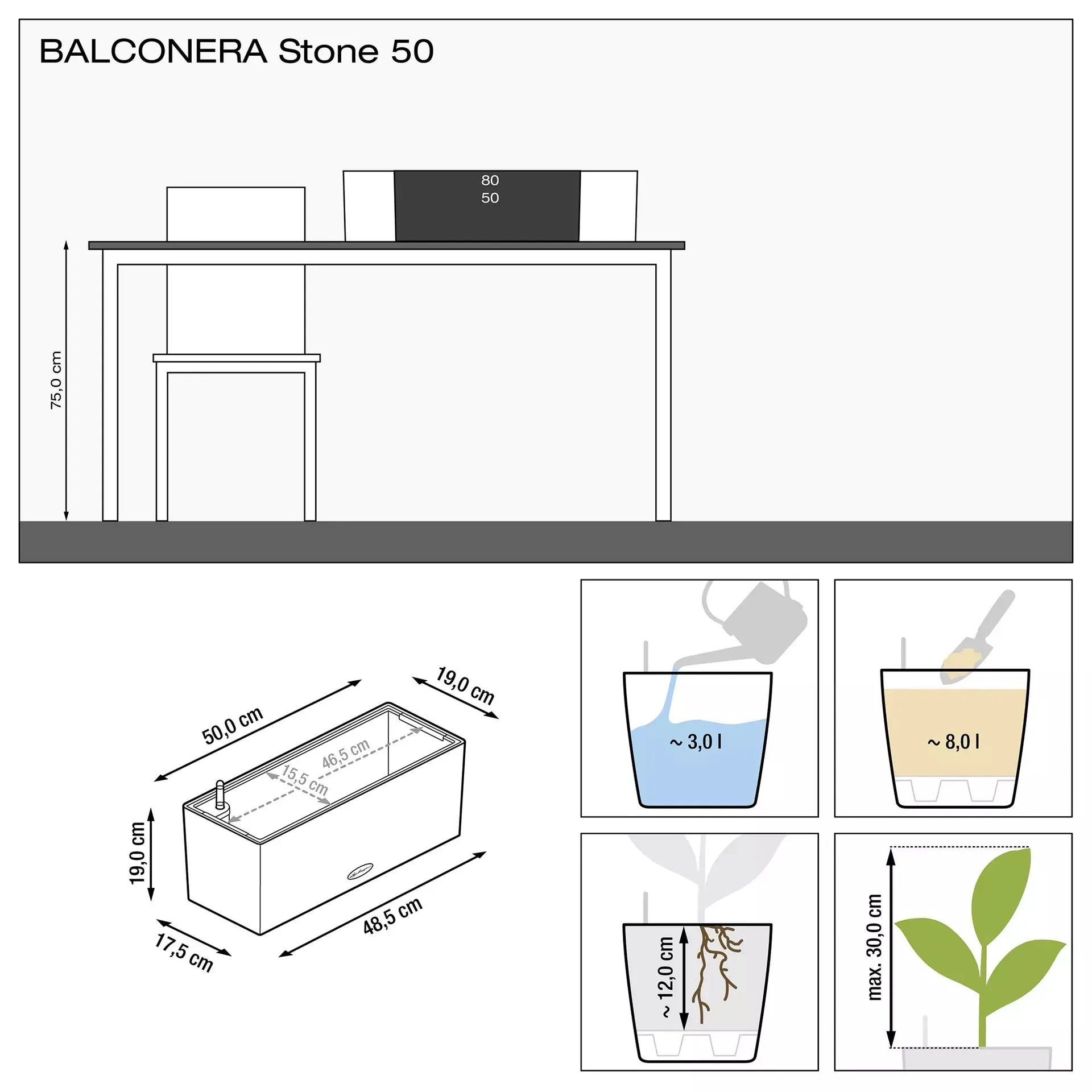 Lechuza Balconera 50 Nutmeg Self-Watering Planter