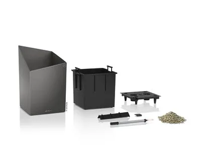 Lechuza  Cursivo 30 Charcoal Self-Watering Planter