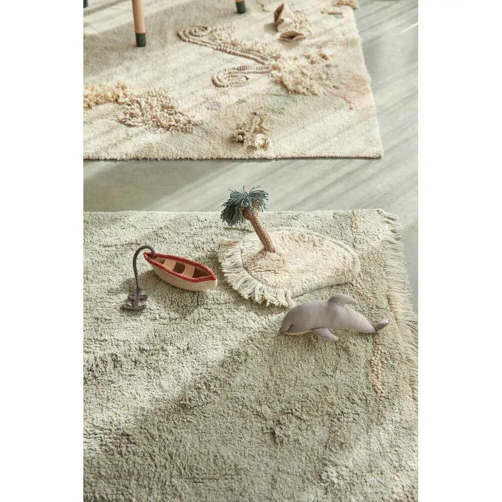 Lorena Canals Sea Wonders Waves Machine Washable Cotton Play Rug - 90x130cm