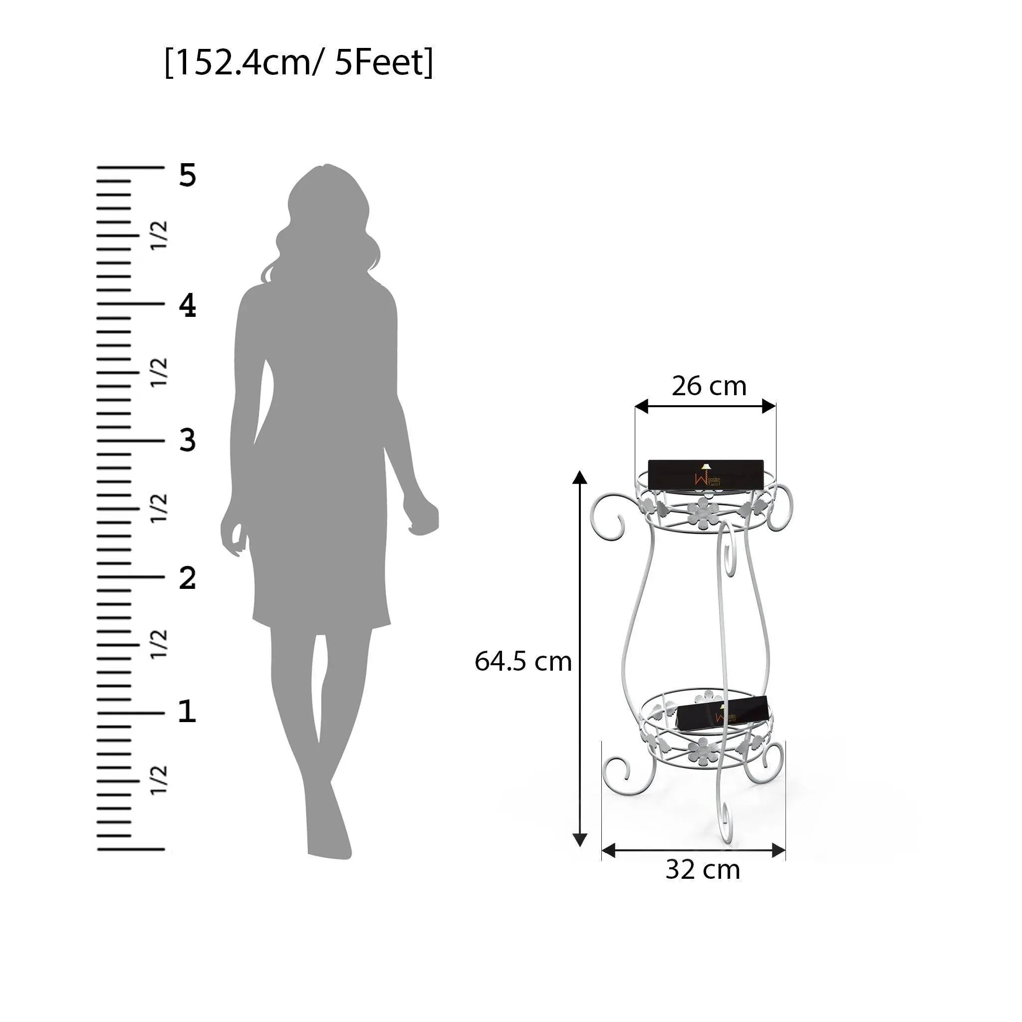 Metal Flower Pot Stand‎ (White)