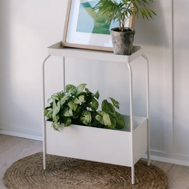 Metal Indoor Planter Stand - White