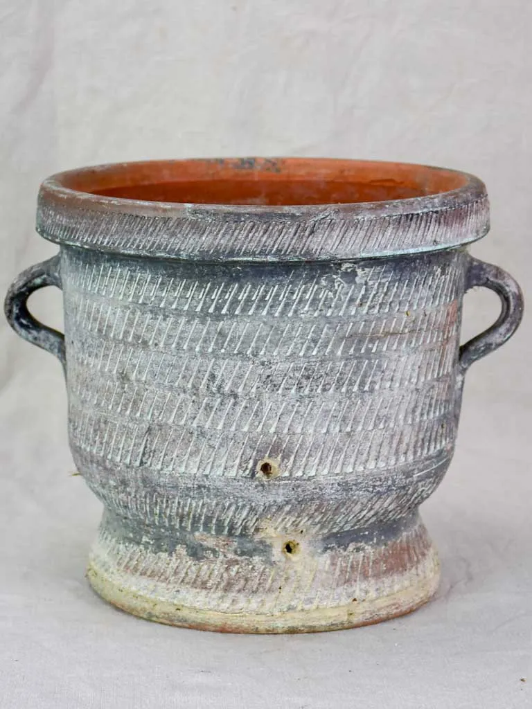 Mid century Castelnaudary style flower pot with two handles