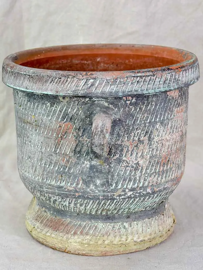 Mid century Castelnaudary style flower pot with two handles