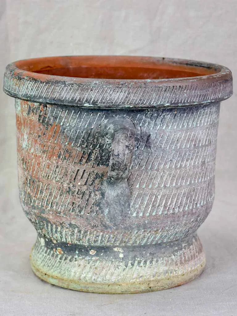 Mid century Castelnaudary style flower pot with two handles