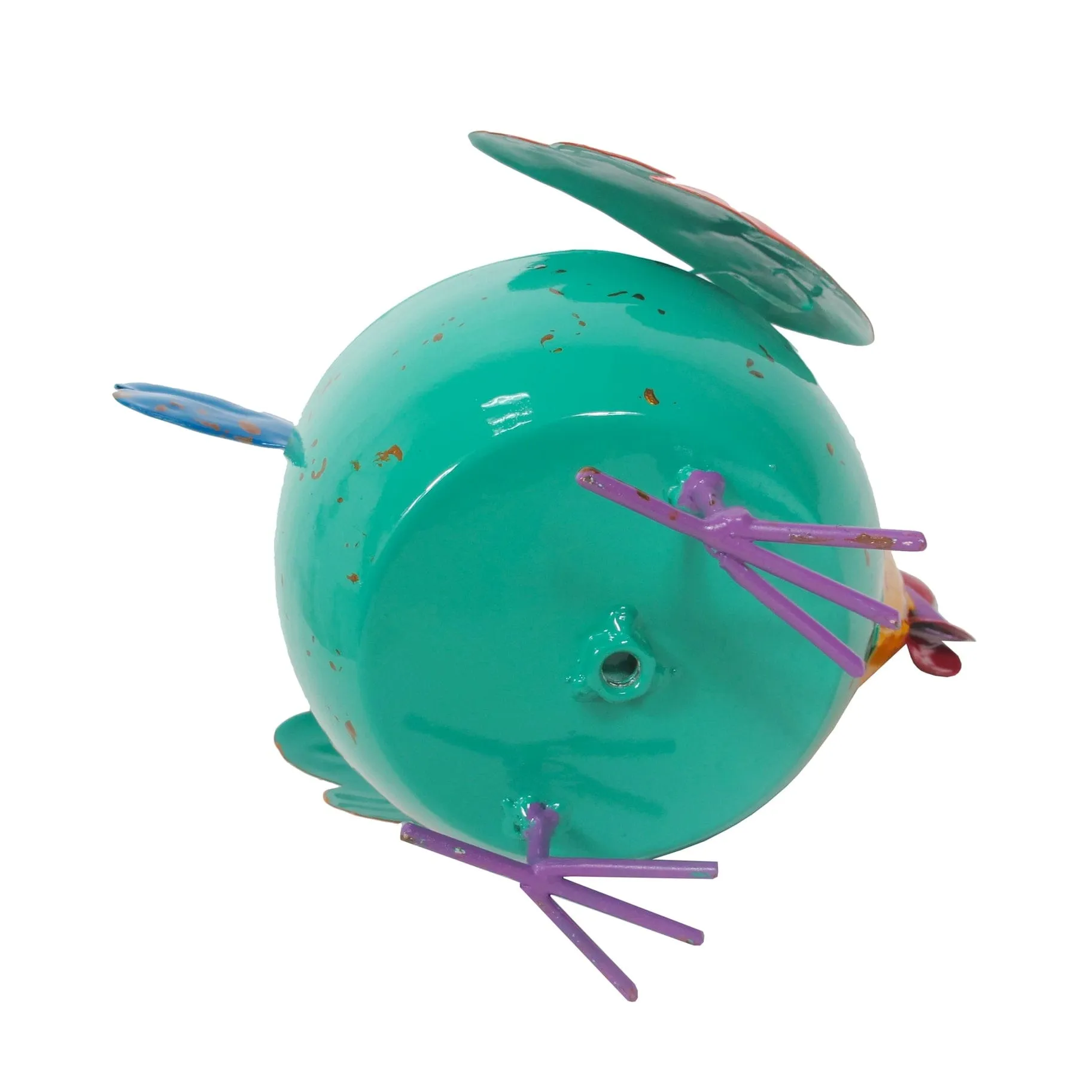 Mini-Chicken Planter Colorful Metal Art