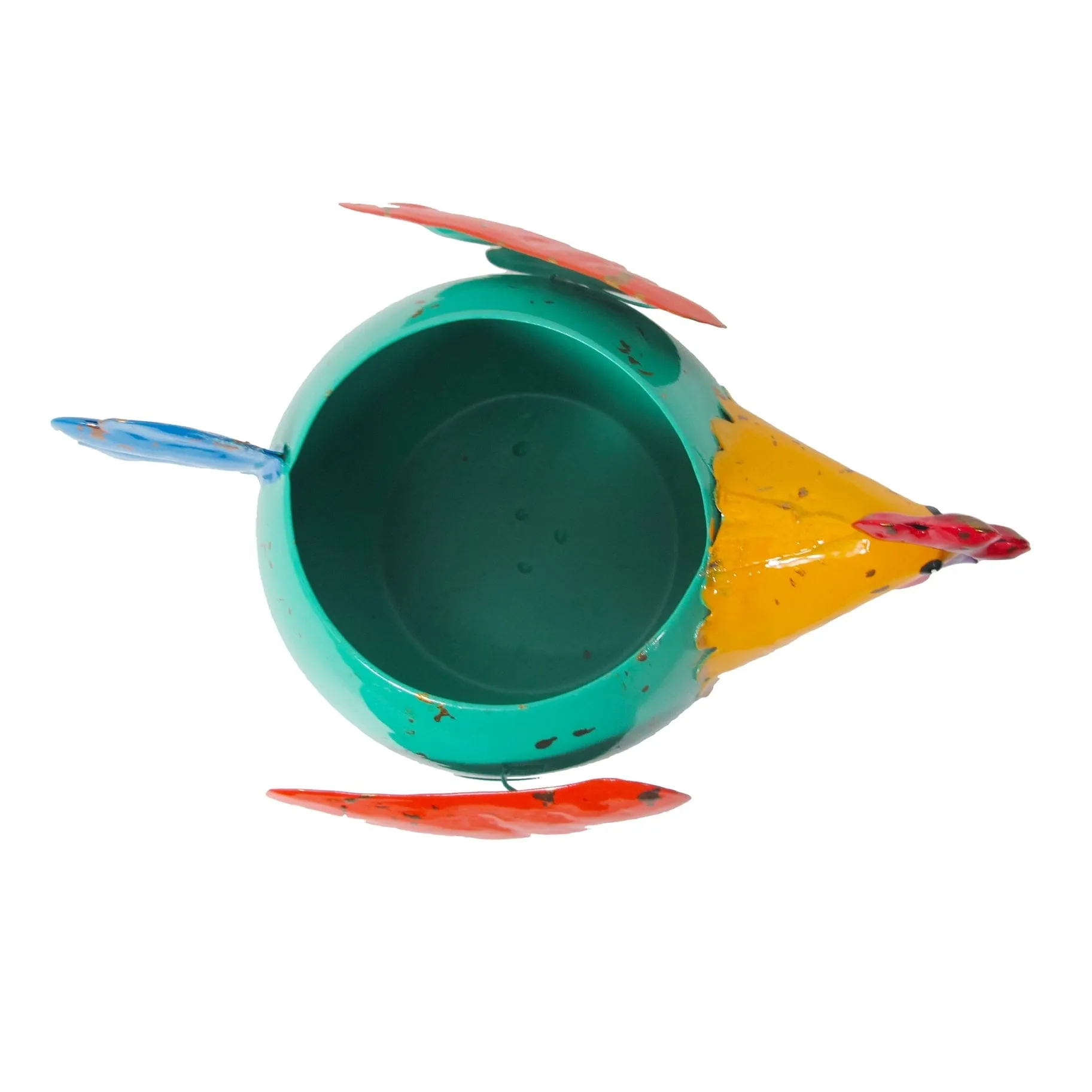 Mini-Chicken Planter Colorful Metal Art