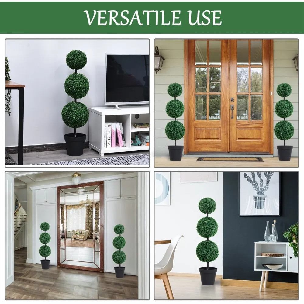 Outsunny Set of 2 Artificial Topiary Trees, with Pot