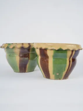 Pair of Anduze cachepots w/ pretty crinkled rims 6¾"