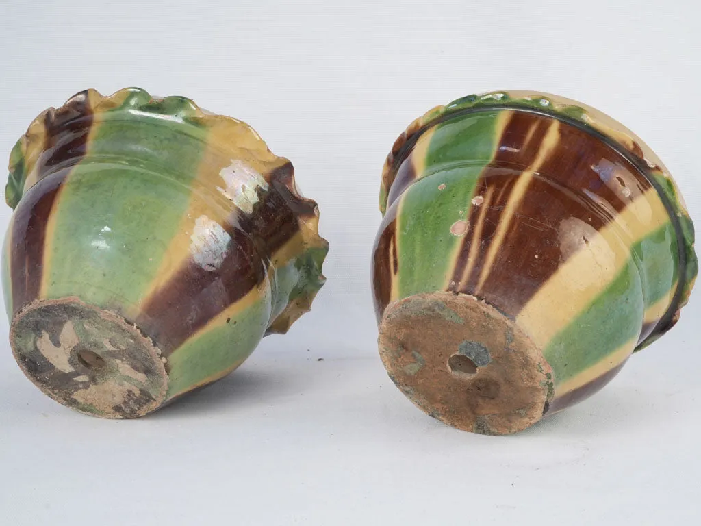 Pair of Anduze cachepots w/ pretty crinkled rims 6¾"