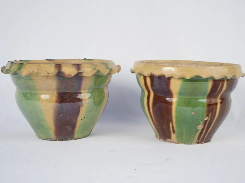 Pair of Anduze cachepots w/ pretty crinkled rims 6¾"