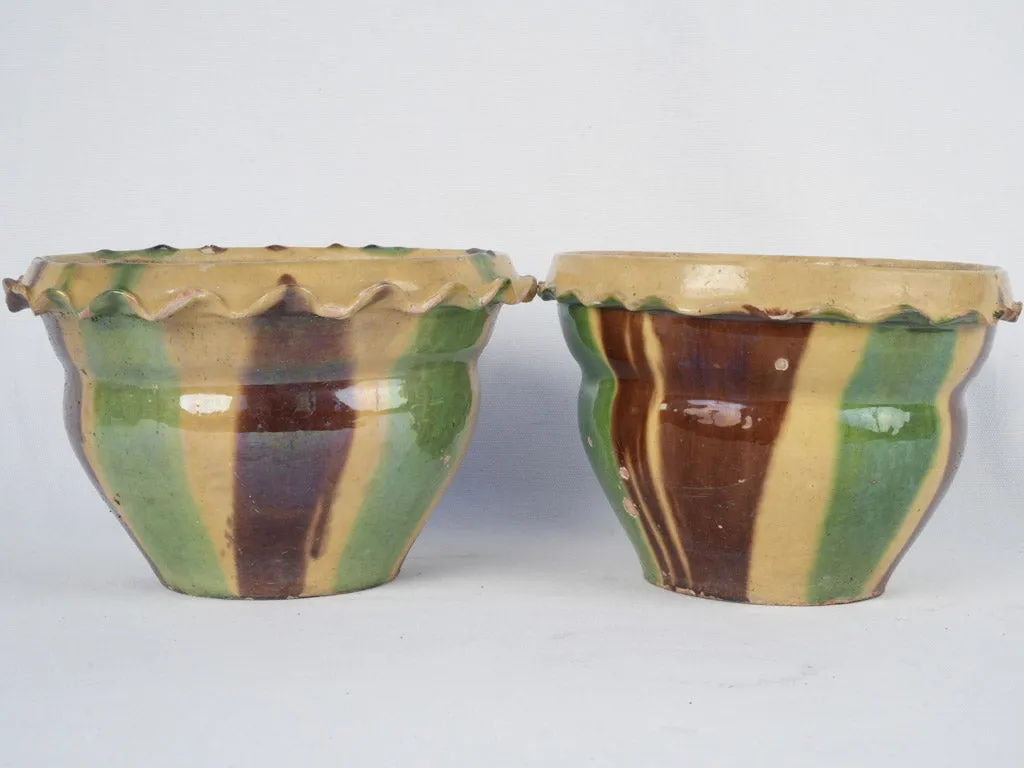 Pair of Anduze cachepots w/ pretty crinkled rims 6¾"