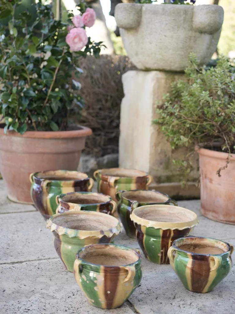 Pair of Anduze cachepots w/ pretty crinkled rims 6¾"