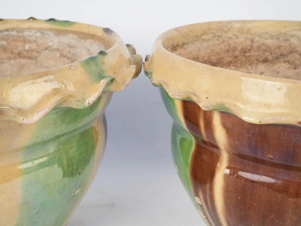 Pair of Anduze cachepots w/ pretty crinkled rims 6¾"