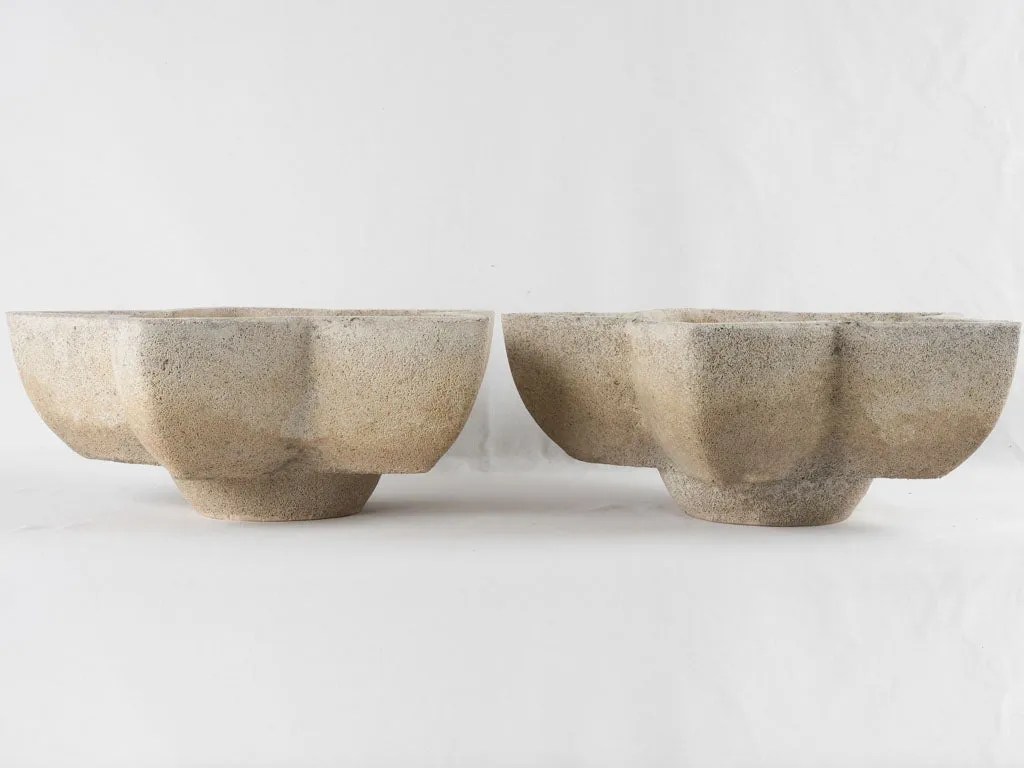 Pair of vintage cement planters - star shaped 17¾"