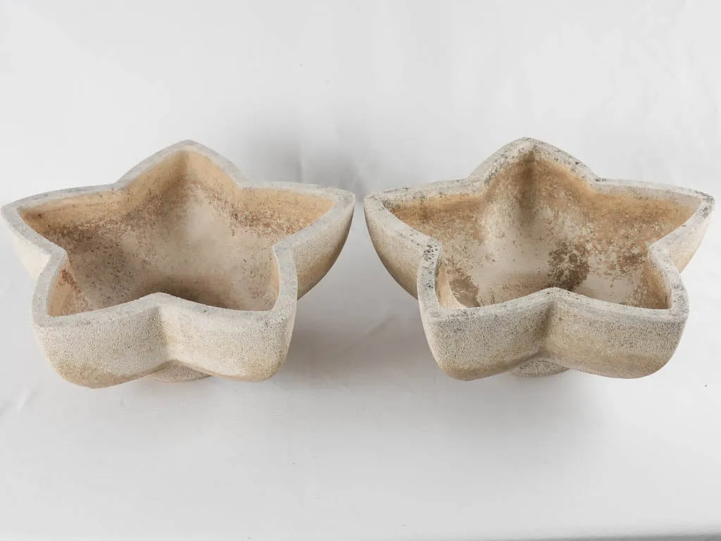 Pair of vintage cement planters - star shaped 17¾"