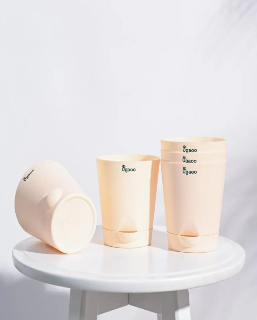 Premium Self-Watering Plastic Pots | Set of 5 | 4 inches