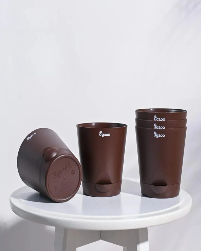 Premium Self-Watering Plastic Pots | Set of 5 | 4 inches