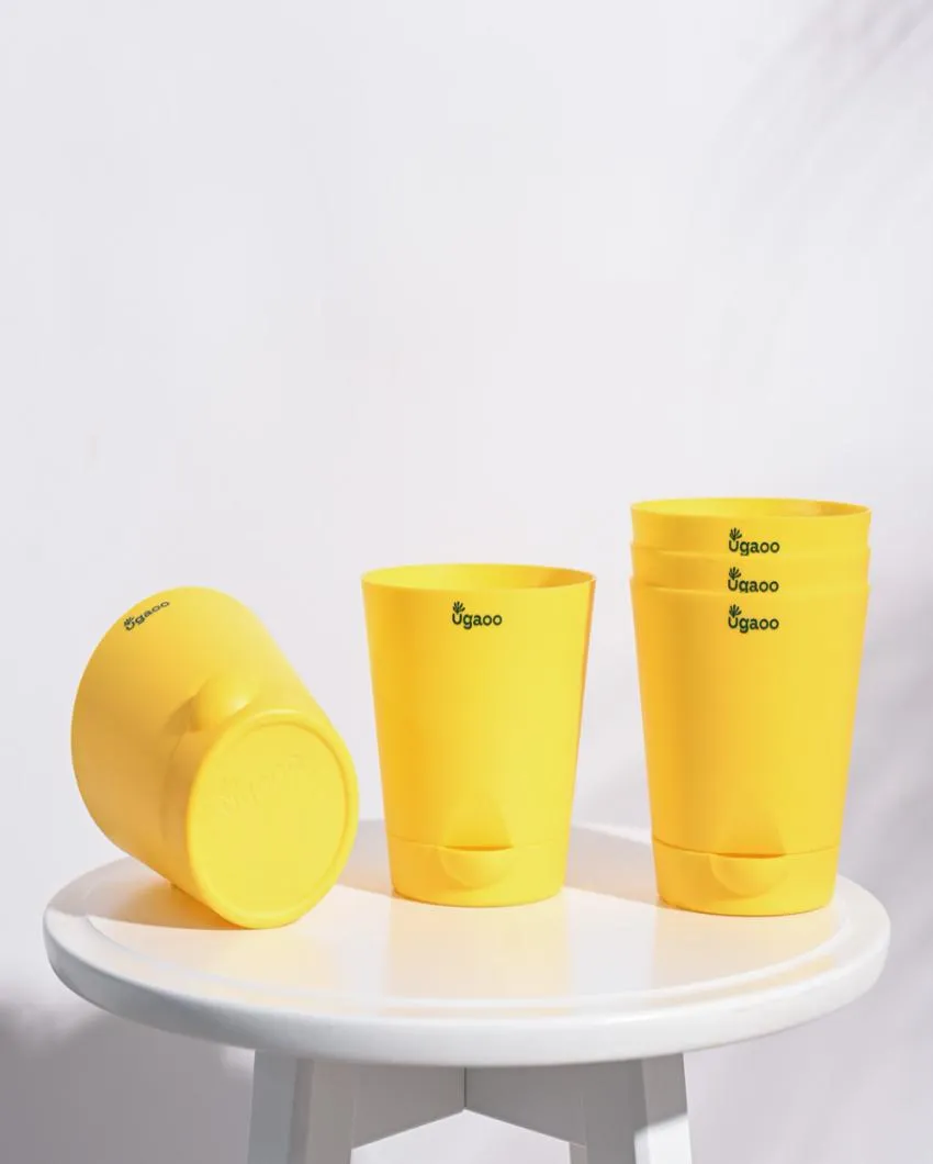 Premium Self-Watering Plastic Pots | Set of 5 | 4 inches