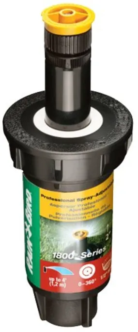 Rain Bird 1800 1802AP4 Pop-Up Sprinkler, 1/2 in Connection, FNPT, 2 in H Pop-Up, 4 ft, Adjustable Nozzle, Plastic :EA: QUANTITY: 1