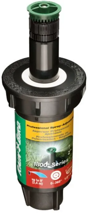 Rain Bird 1800 1802AP8 Pop-Up Sprinkler, 1/2 in Connection, FNPT, 2 in H Pop-Up, 8 ft, Adjustable Nozzle, Plastic :EA: QUANTITY: 1