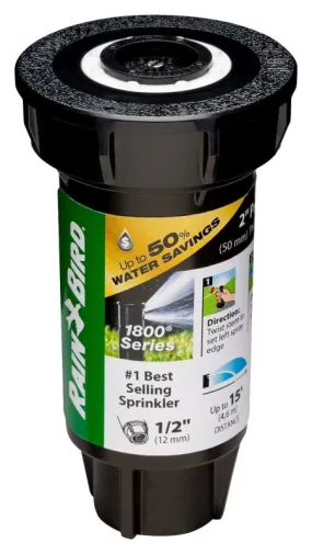 Rain Bird 1800 PRS 1802QDSPRS Pressure Regulating Pop-Up Sprinkler, 1/2 in Connection, FNPT, 2 in H Pop-Up, Plastic :EA: QUANTITY: 1