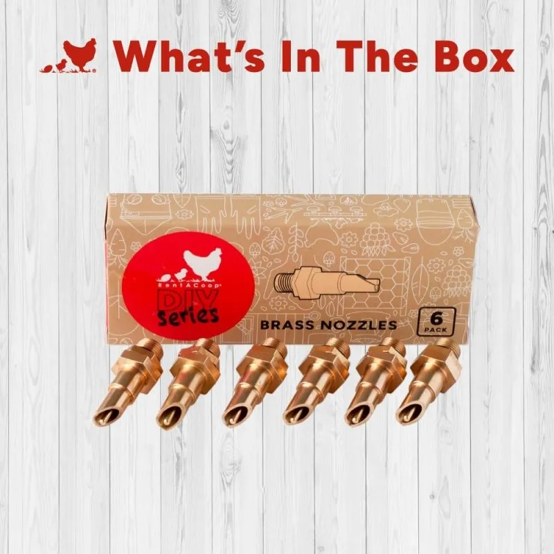 RentACoop DIY Waterer Kit – Six (6) Pack Horizontal Brass Nozzles – Great for Rabbits, Guinea Pigs, Ferrets and Other Small Animals