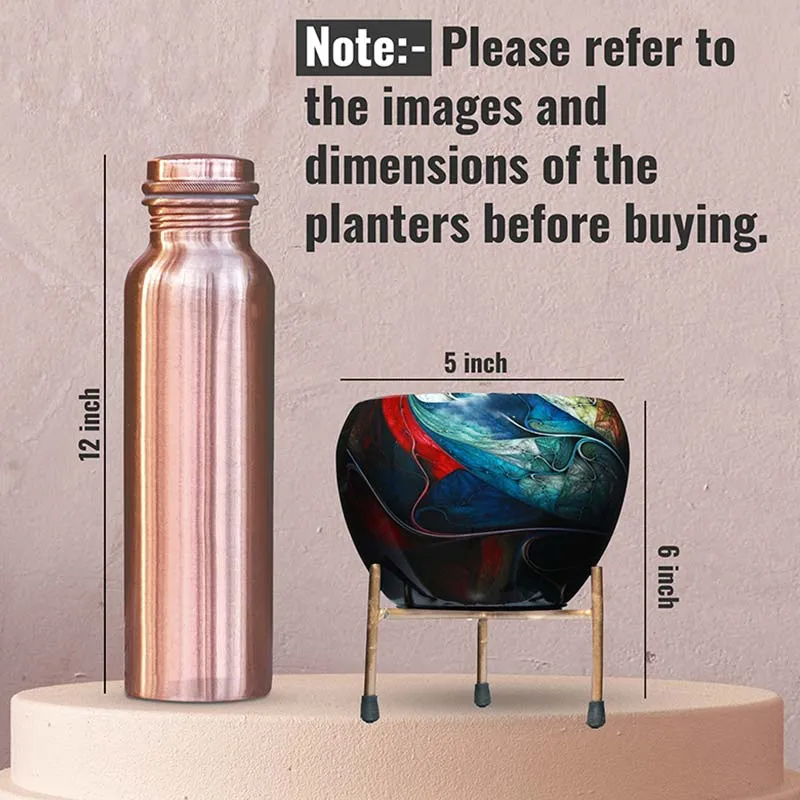 Resilient Metal Plant Pots With Stand | Set of 4 | 5 x 5 x 6 inches