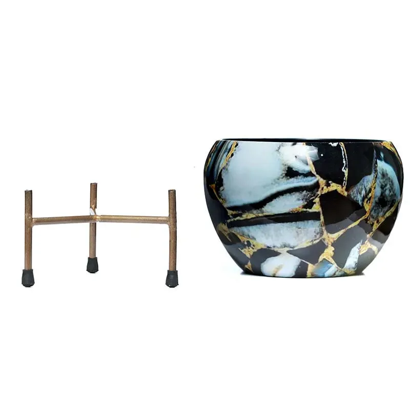 Resilient Metal Plant Pots With Stand | Set of 4 | 5 x 5 x 6 inches